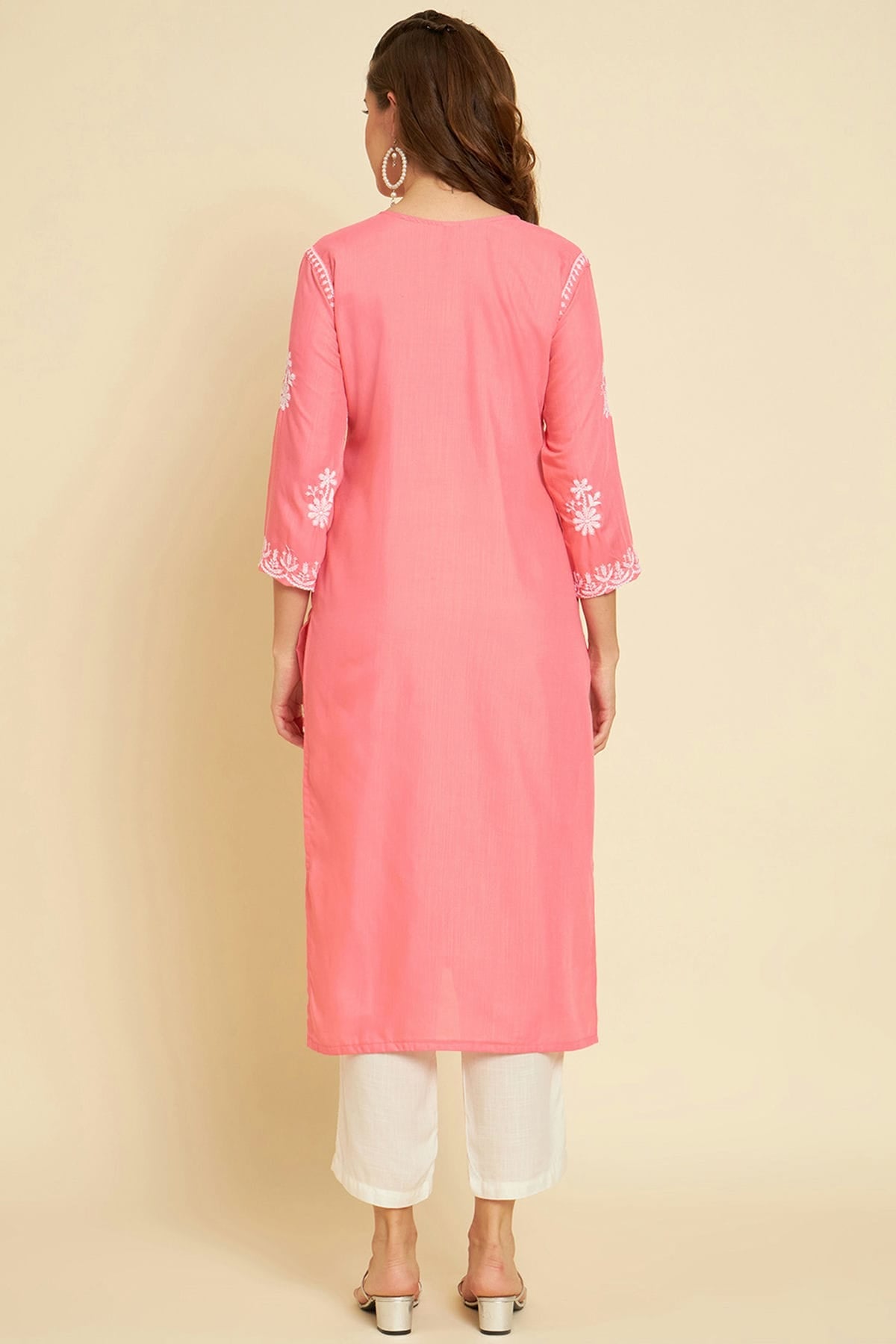 Peach Colour Cotton Slub Kurti VSKR1111035