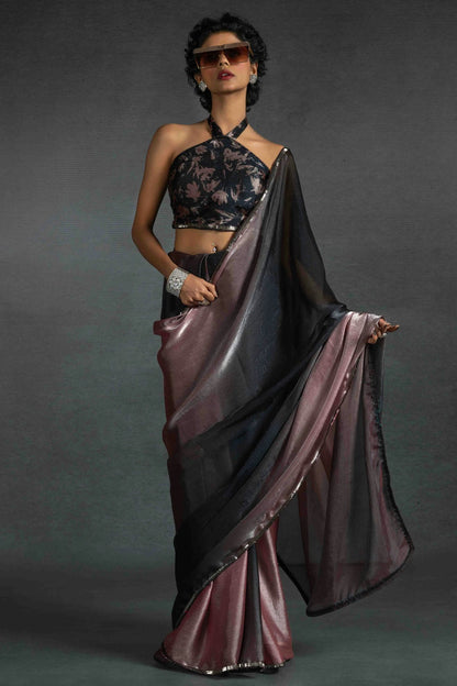 Peach Colour Fendi Satin Silk Ready To Wear Saree VSSD1122035