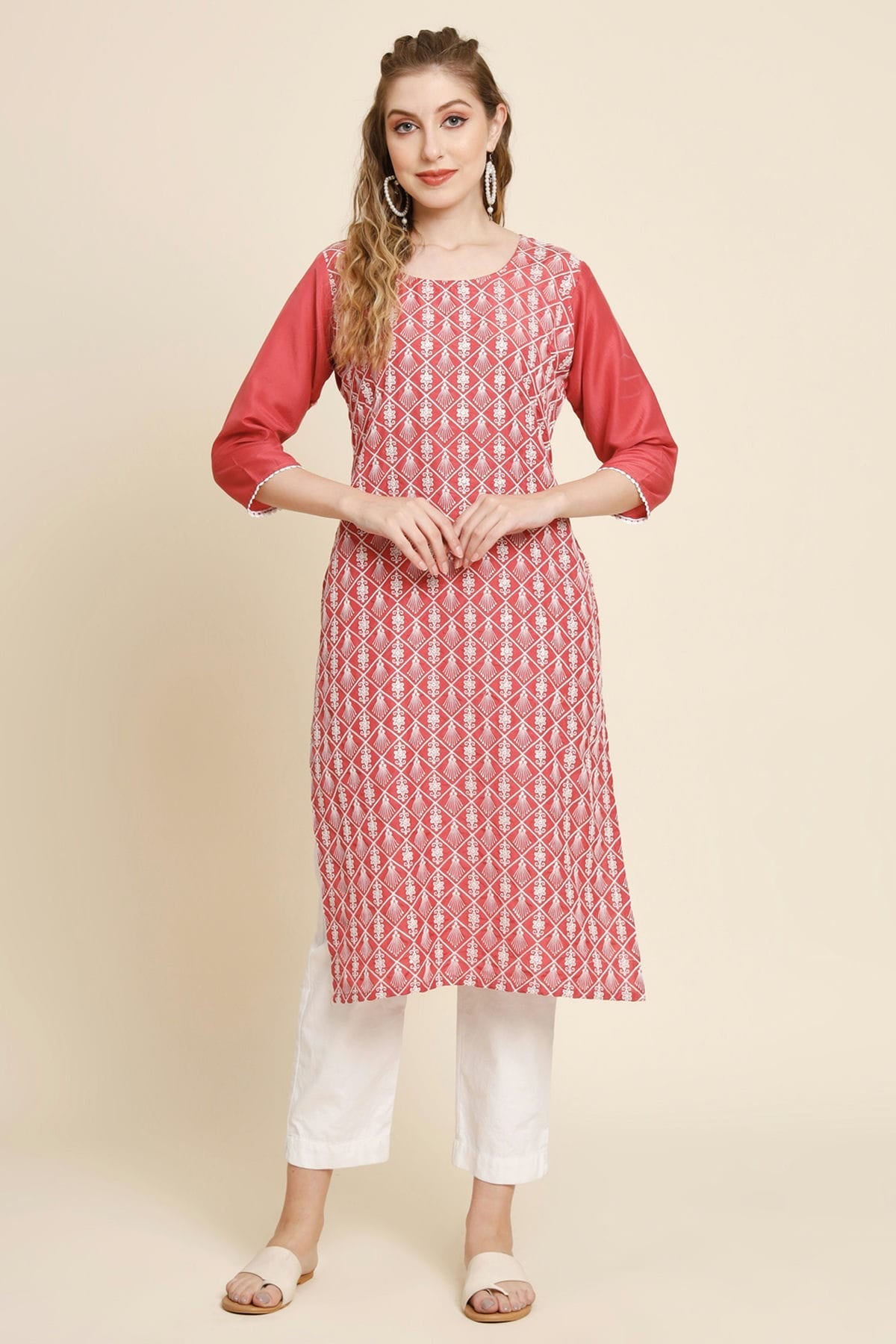 Peach Colour Georgette Kurti