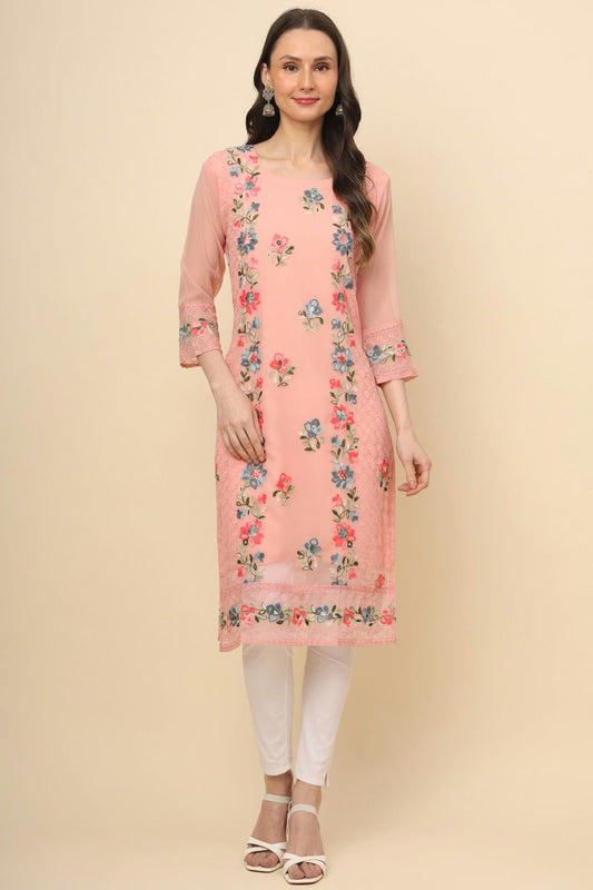Peach Colour Georgette Kurti