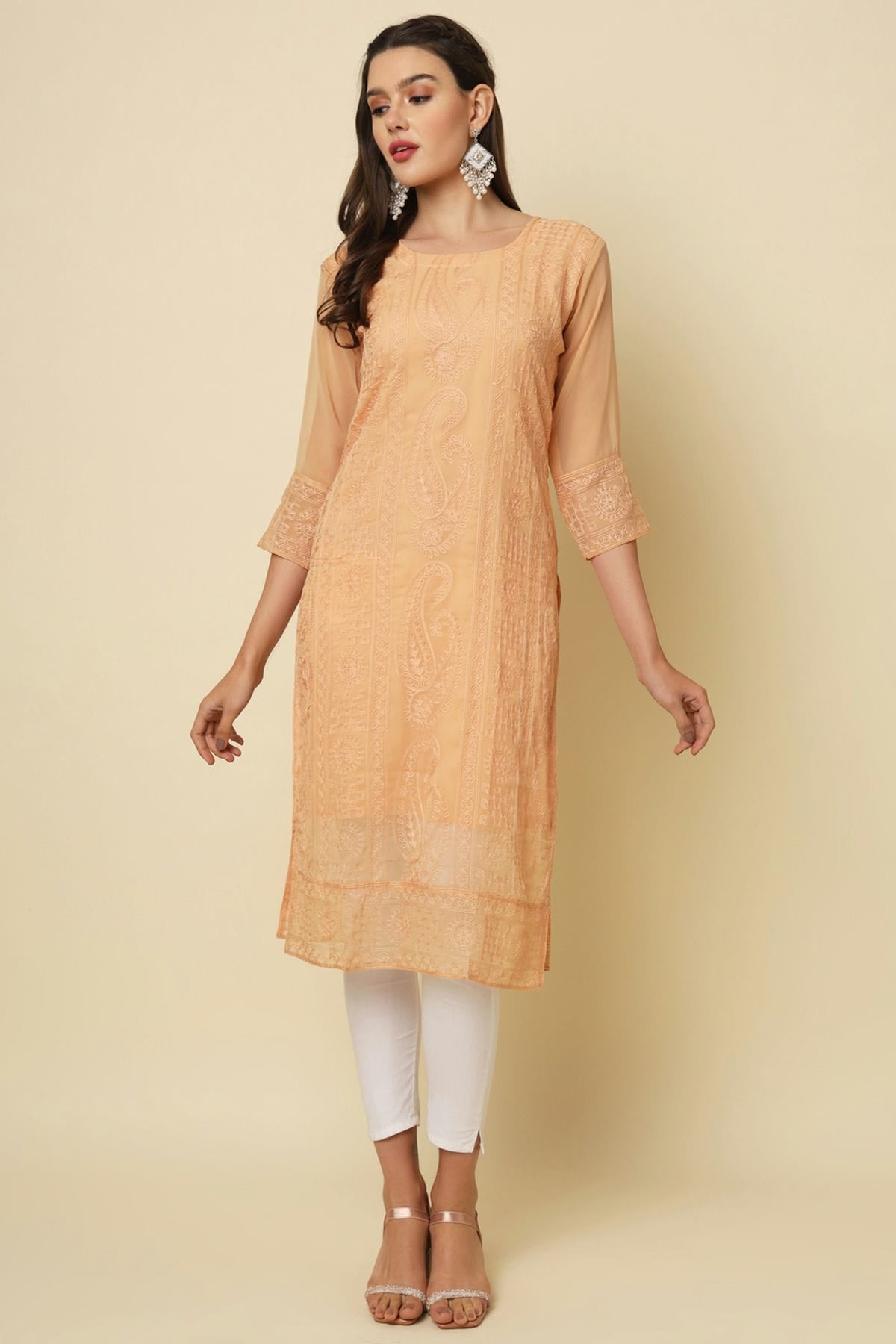 Peach Colour Georgette Kurti