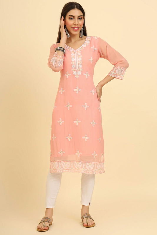 Peach Colour Georgette Kurti