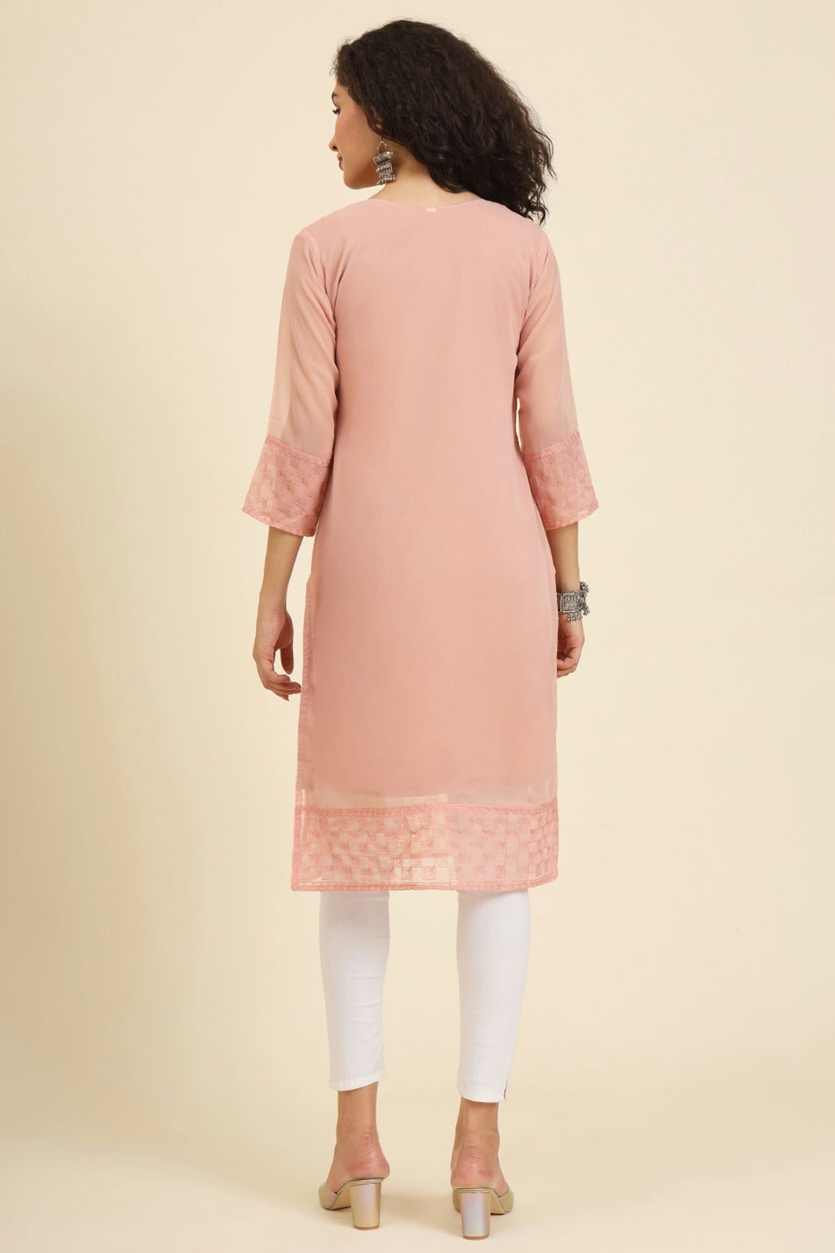 Peach Colour Georgette Kurti VSKR1111241