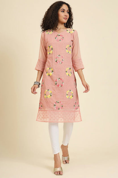 Peach Colour Georgette Kurti