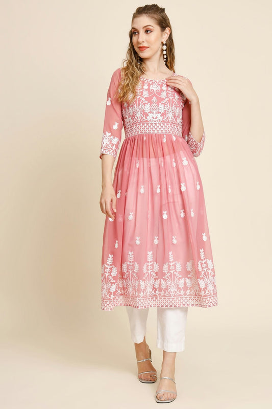 Peach Colour Georgette Kurti