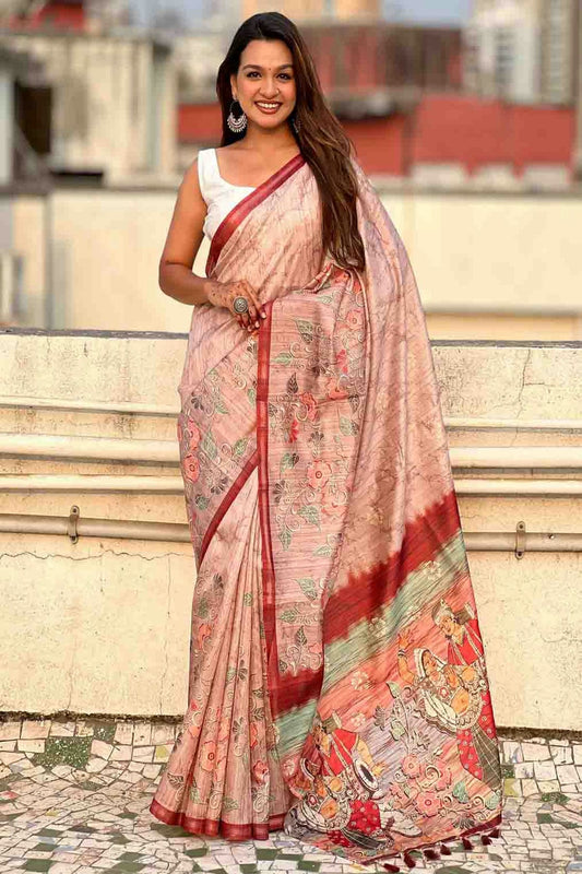 Peach Colour Katki Silk Floral Digital Printed Saree VSSD1113703