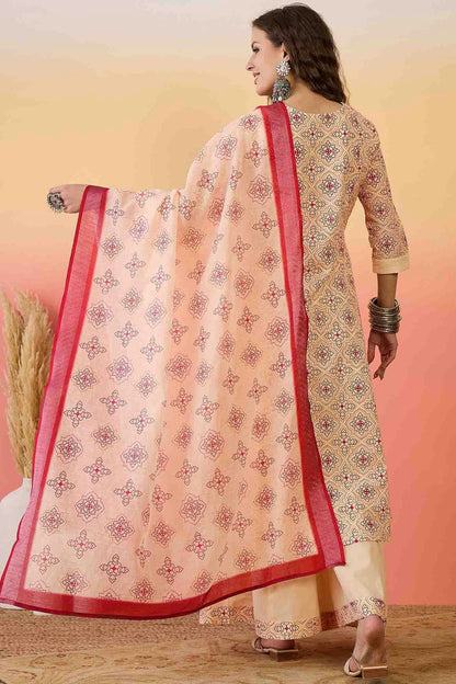 Peach Colour Khadi Silk Stitched Palazzo Pant Suit VSSS1113938