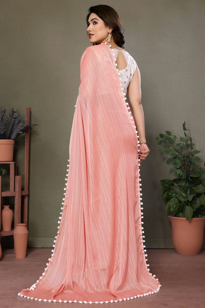 Peach Colour Polyester Saree VSSD1180180