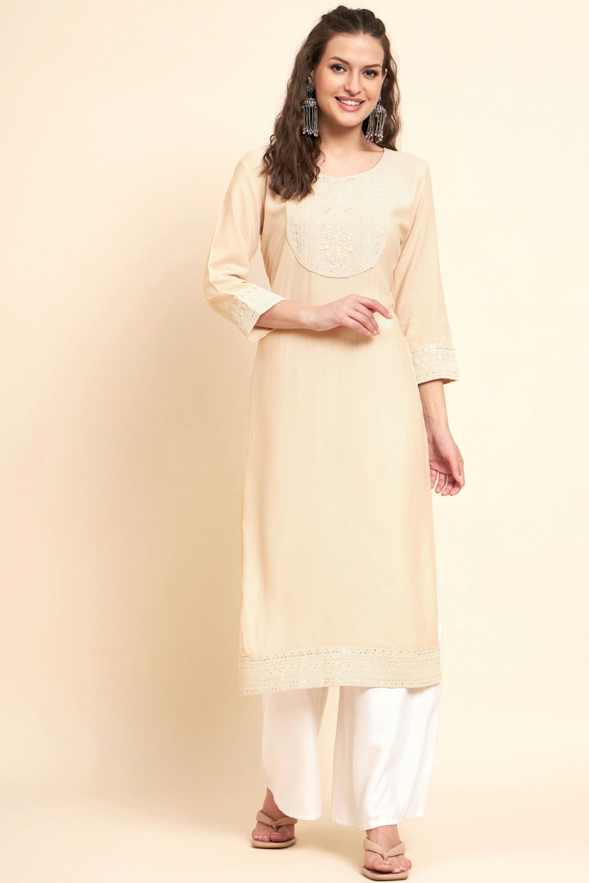 Peach Colour Rayon Kurti