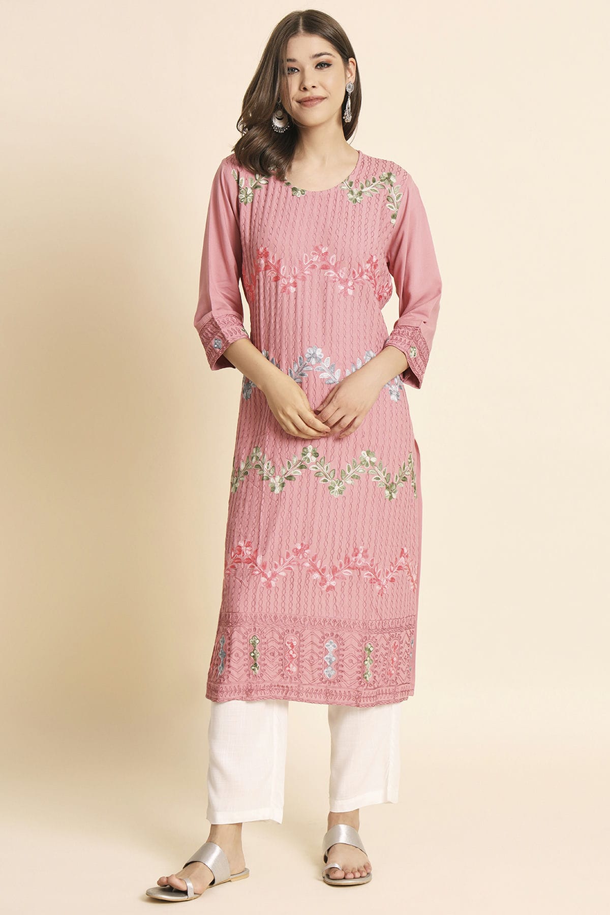 Peach Colour Rayon Kurti