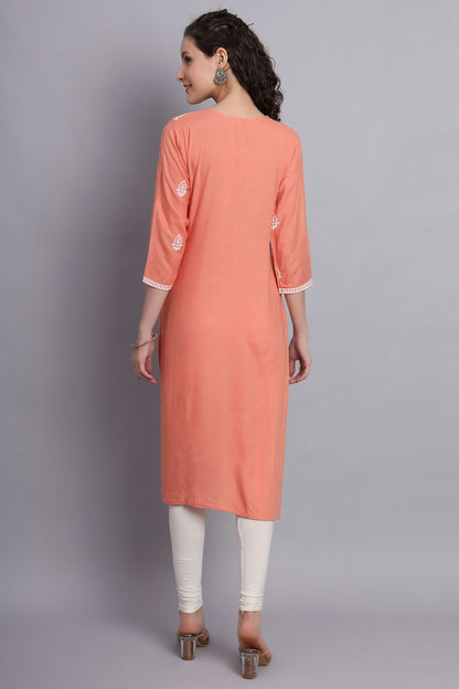 Peach Colour Rayon Kurti VSKR1111129