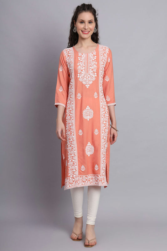 Peach Colour Rayon Kurti
