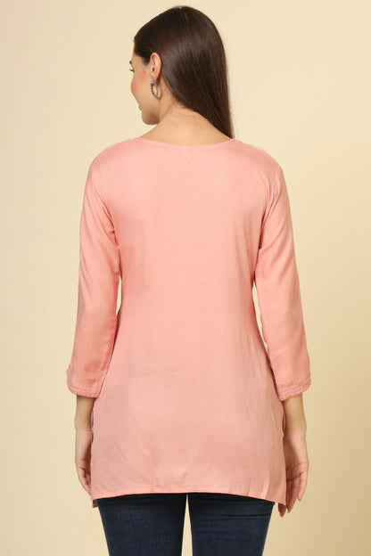 Peach Colour Rayon Readymade Top VSTP1110865