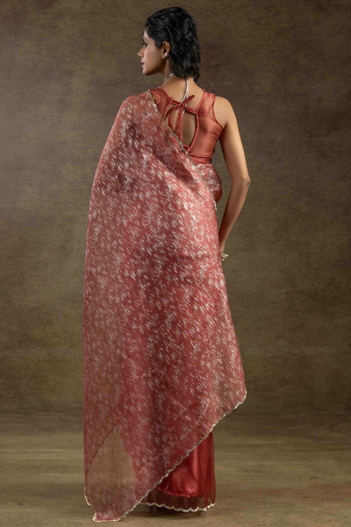 Peach Colour Tissue Silk Ready To Wear Saree VSSD1122041