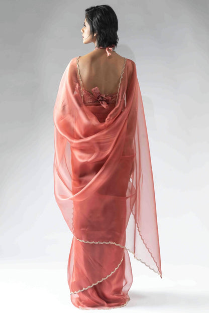 Peach Colour Tissue Silk Ready To Wear Saree VSSD1122048