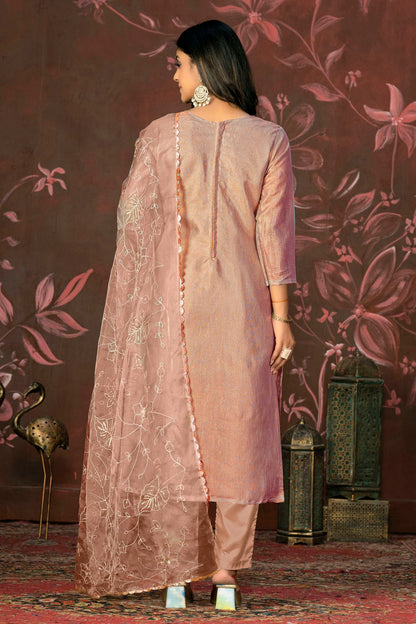 Peach Colour Unstitched Simmar Cotton Pant Style Suit VSUS1161313