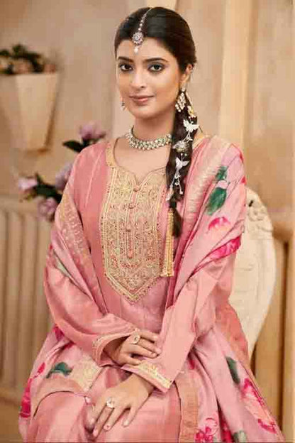 Peach Colour Vichitra Silk Anarkali Suit VSSM1112949
