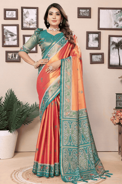 Peach-Colour-Woven-Work-Pure-Banarasi-Tissue-Silk-Traditional-Saree-VSSD1250293