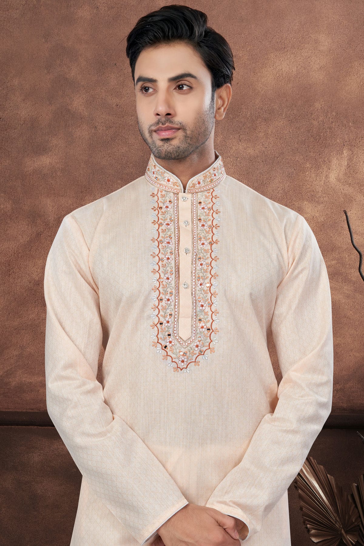 Peach Colour Cotton Kurta Pajama VSKP1040691