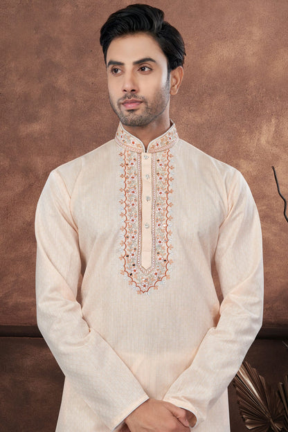 Peach Colour Cotton Kurta Pajama VSKP1040691