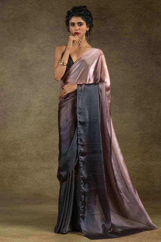 Peach and Coffee Colour Fendi Satin Silk Ready To Wear Saree VSSD1122017