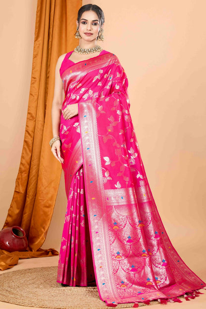 Pink Colour Banarasi Silk Woven Work Traditional Saree VSSD1113539