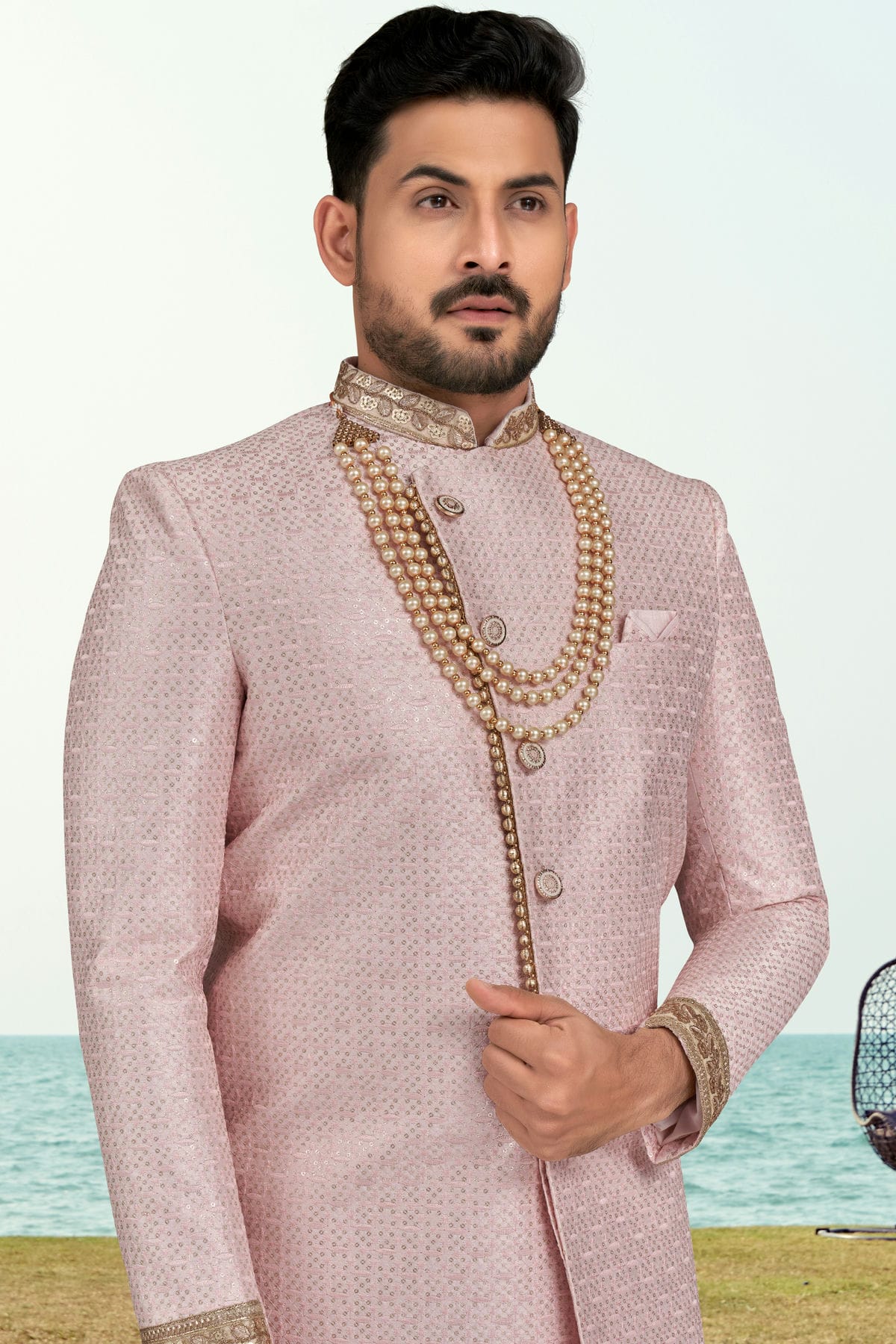 Pink Colour Champion Silk Sherwani VSSH1040524