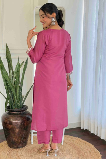 Pink Colour Chanderi Silk Embroidery Pant Style Suit VSSS1113646