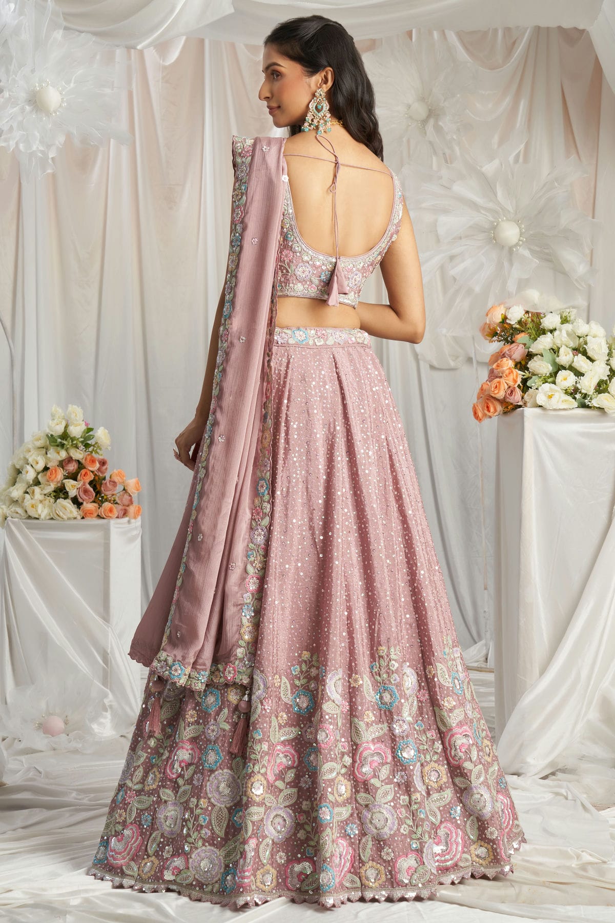 Pink Colour Chiffon Embroidery Lehenga Choli VSLC1111351