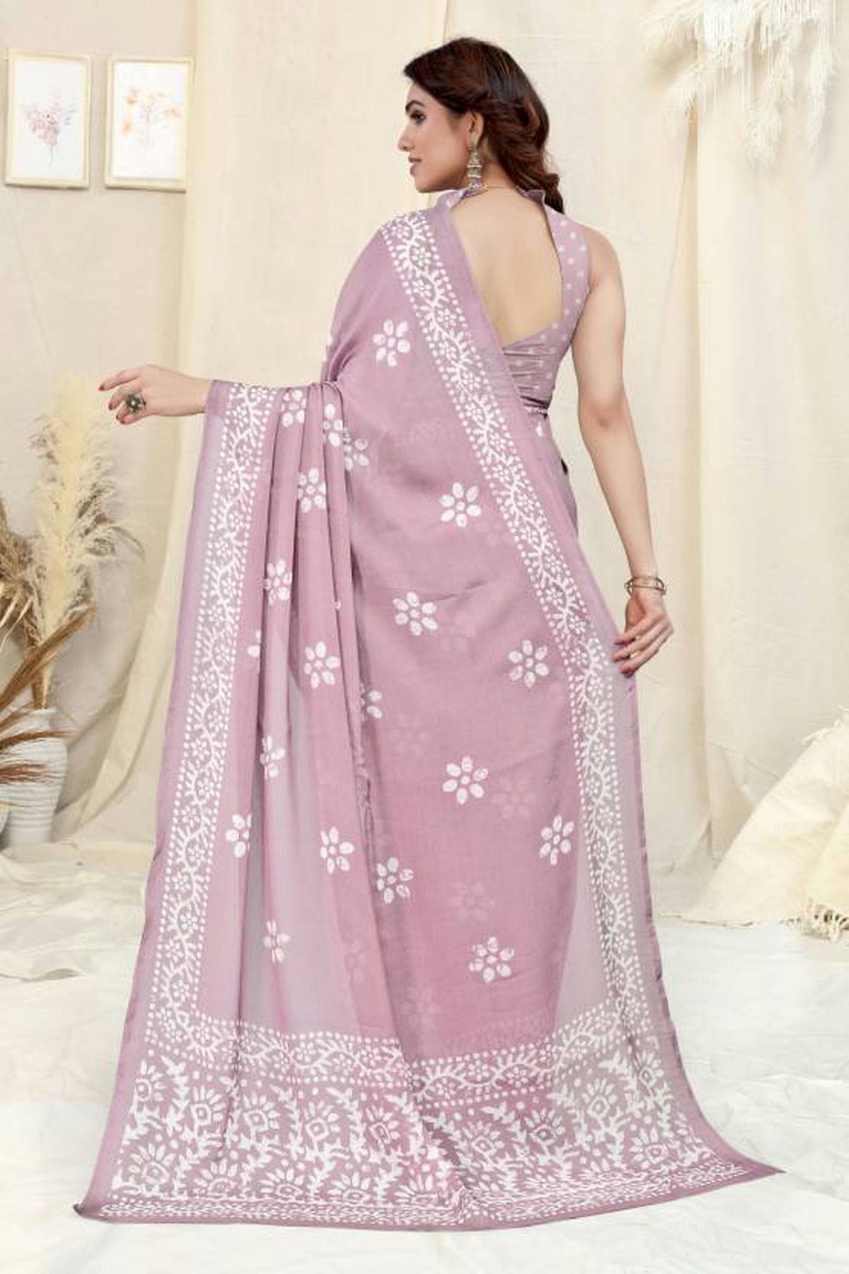 Pink Colour Chinon Chiffon Printed Saree VSSD1180129