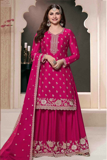 Pink Colour Chinon Palazzo Pant Suit VSSM1140914
