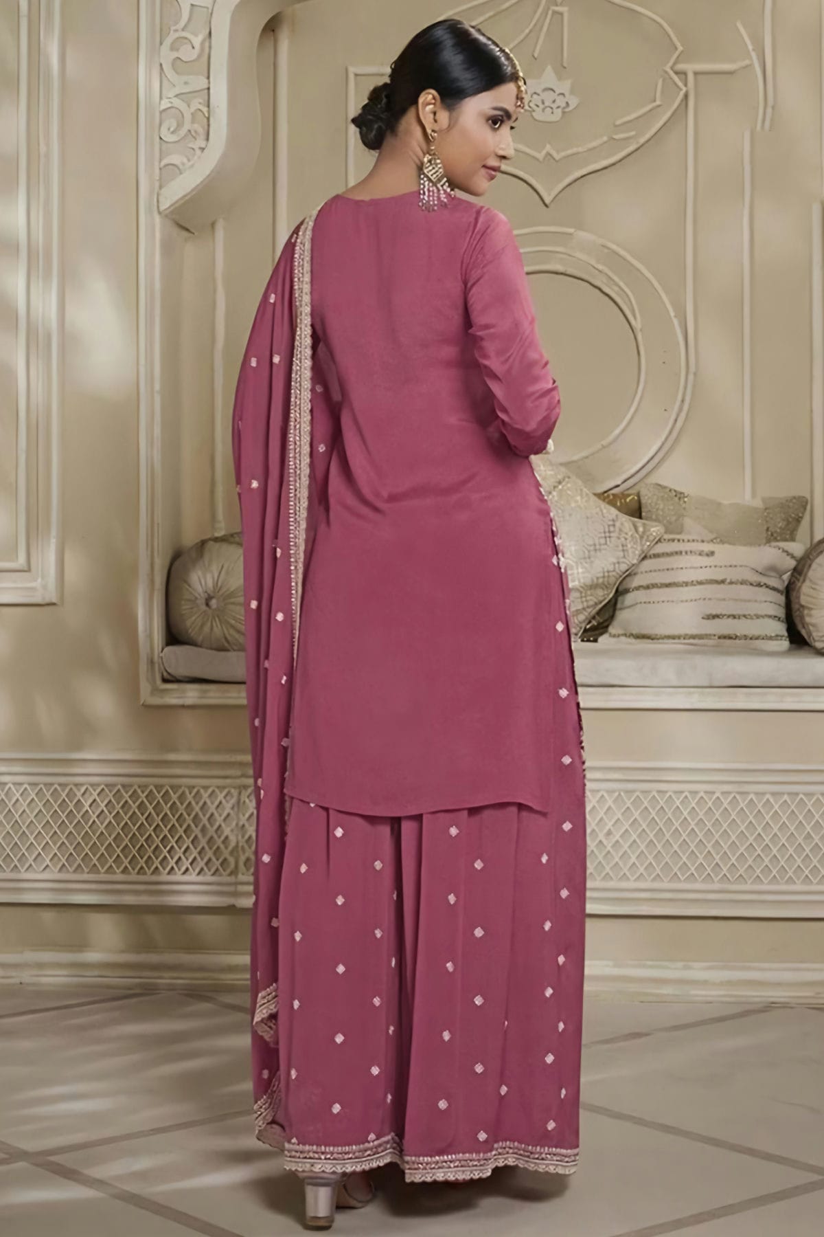 Pink Colour Chinon Sharara Suit VSSM1110720