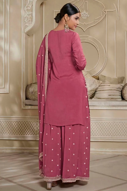 Pink Colour Chinon Sharara Suit VSSM1110720