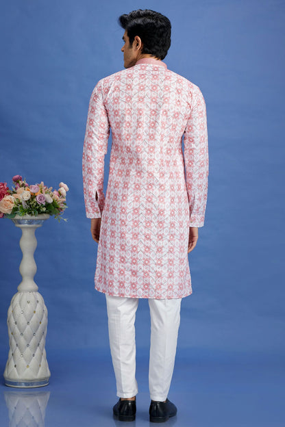 Pink Colour Cotton Pintex Work Kurta Pajama VSKP1230149