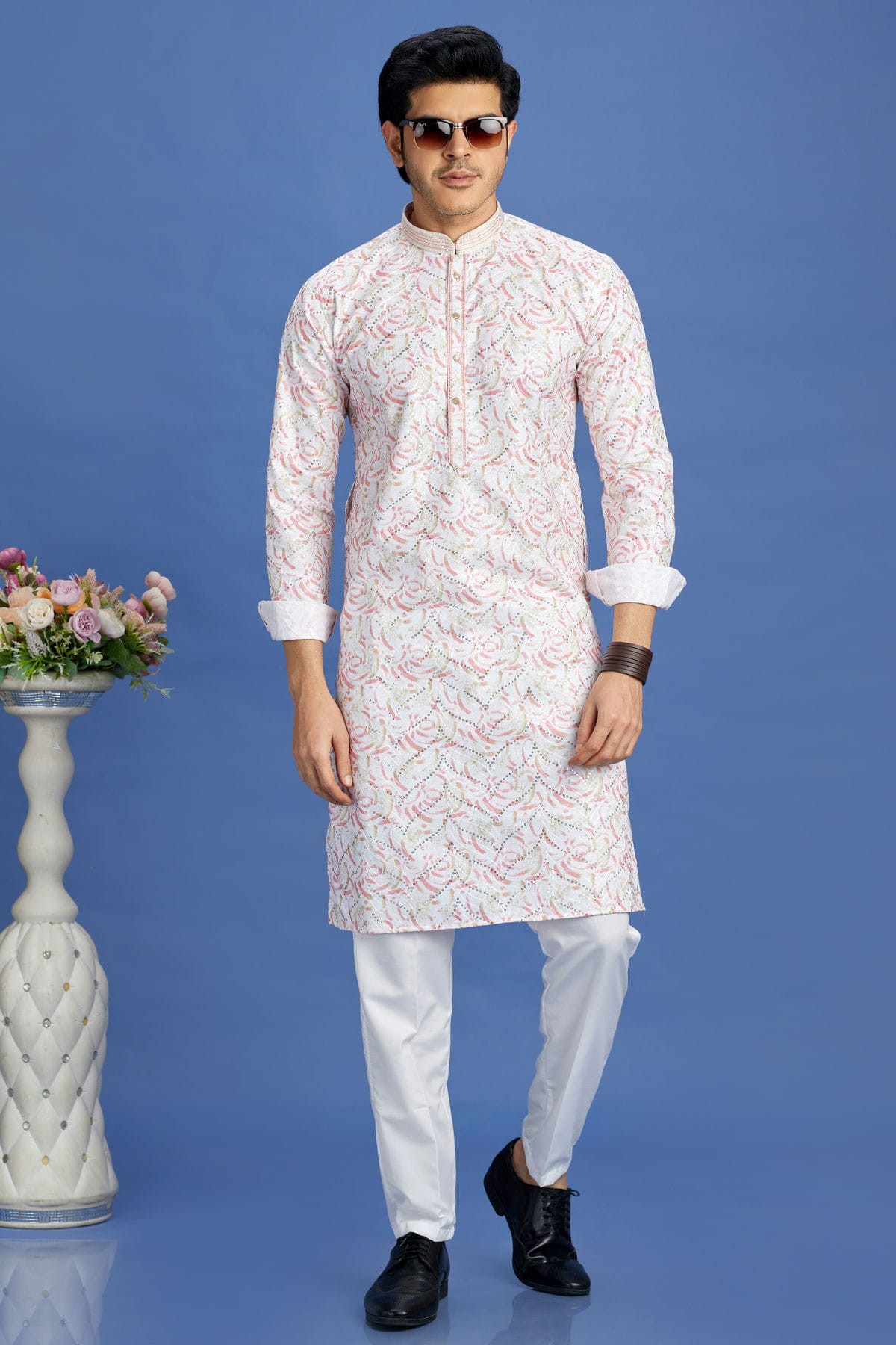 Pink Colour Cotton Pintex Work Kurta Pajama VSKP1230156