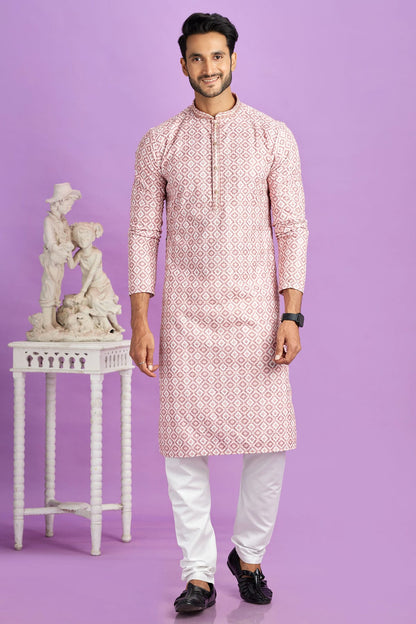 Pink Colour Cotton Pintex Work Kurta Pajama VSKP1230190