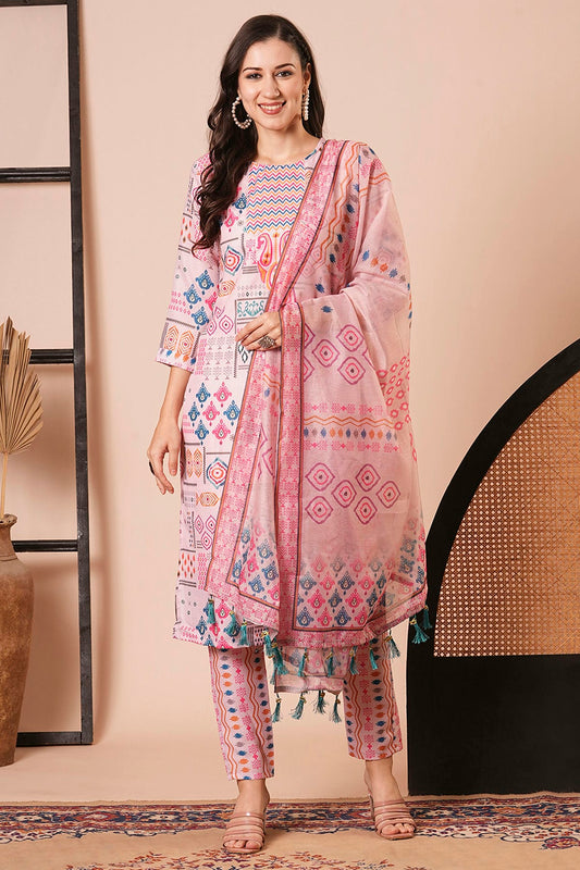 Pink Colour Cotton Stitched Salwar Suit