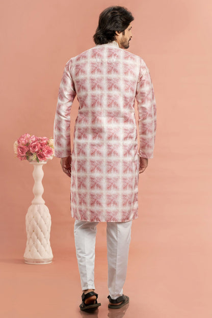 Pink Colour Cotton Thread Work Kurta Pajama VSKP1230175