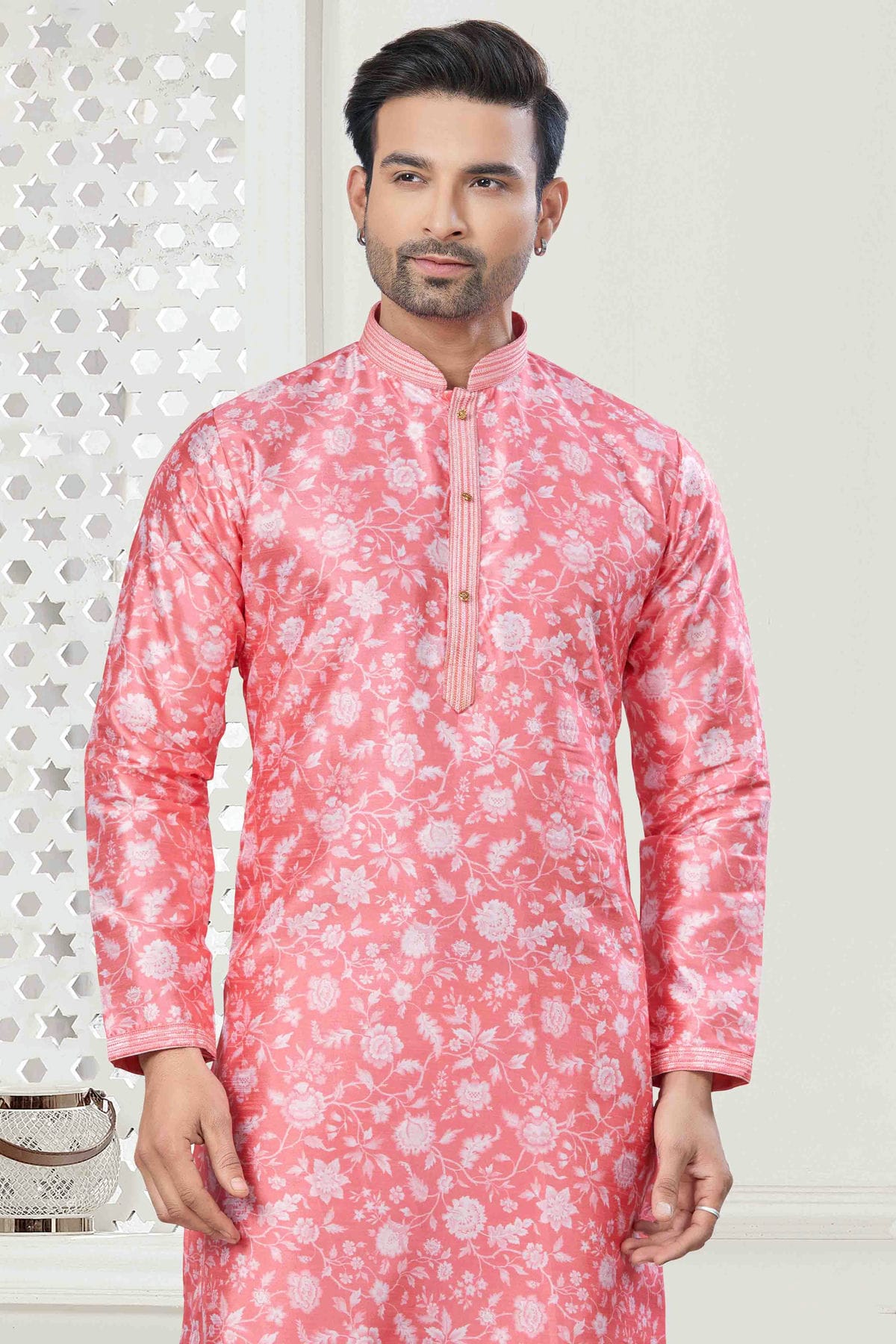 Pink Colour Digital Print Silk Kurta Pajama VSKP1113417