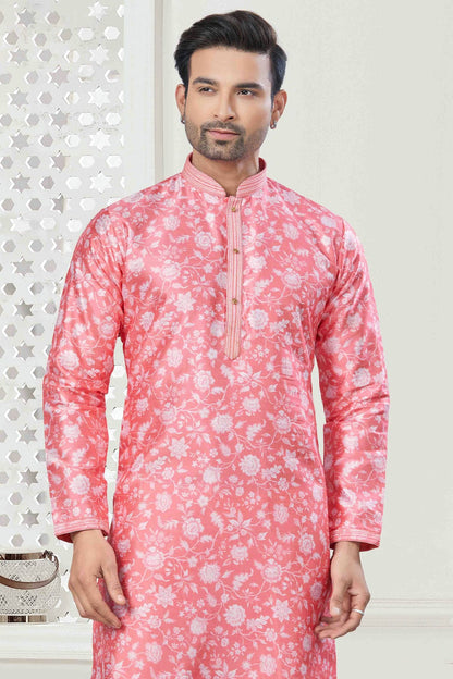 Pink Colour Digital Print Silk Kurta Pajama VSKP1113417