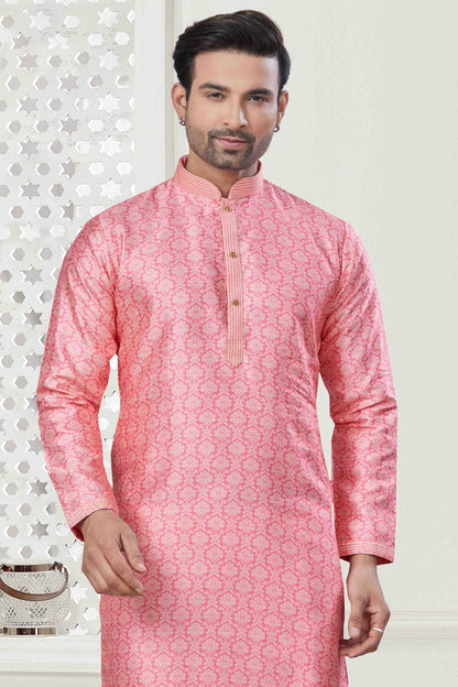 Pink Colour Digital Print Silk Kurta Pajama VSKP1113421