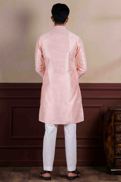 Pink Colour Embroidery Art Silk Kurta Pajama VSKP1113410