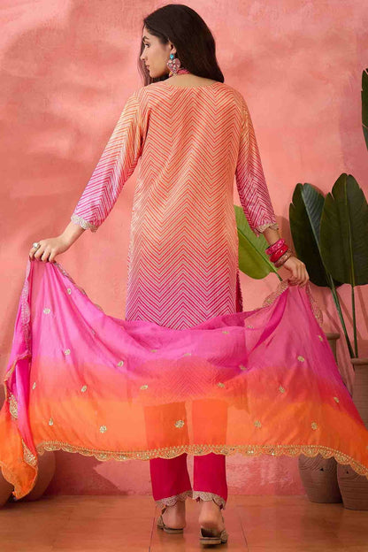 Pink Colour Embroidery Chinon Silk Pant Style Suit VSSS1113506
