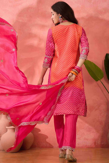 Pink Colour Embroidery Chinon Silk Pant Style Suit VSSS1113511