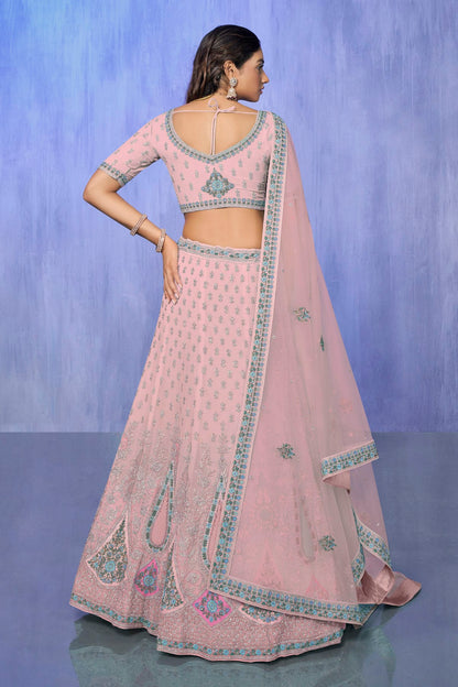 Pink Colour Embroidery Georgette Lehenga Choli VSLD1080739