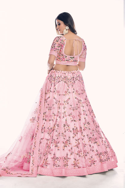 Pink Colour Embroidery Soft Net Lehenga Choli VSLD1080758
