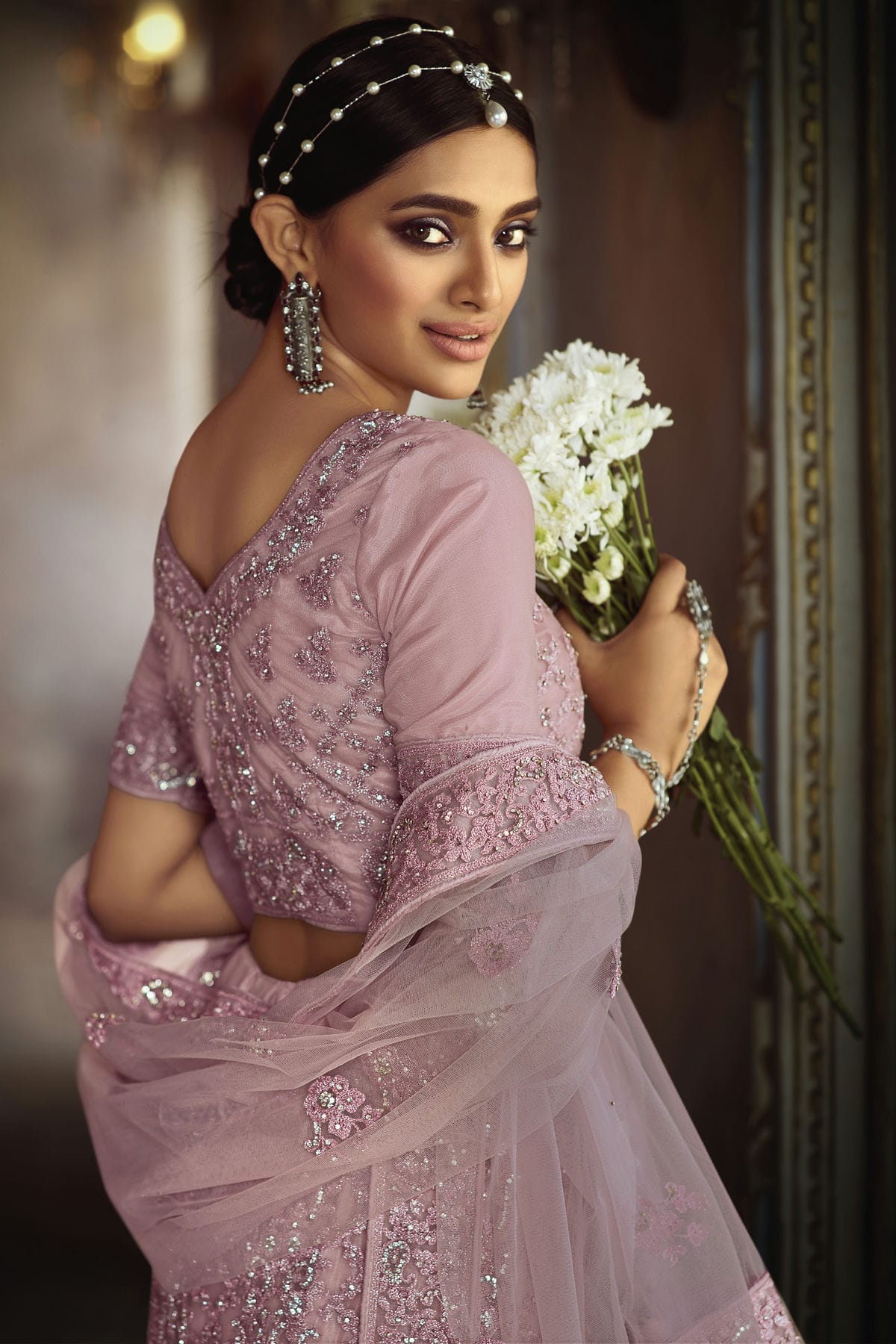 Pink Colour Embroidery Soft Net Lehenga Choli VSLD1080865