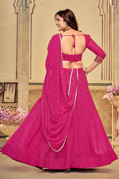 Pink Colour Embroidery Work Georgette Navratri Lehenga VSLD1170016