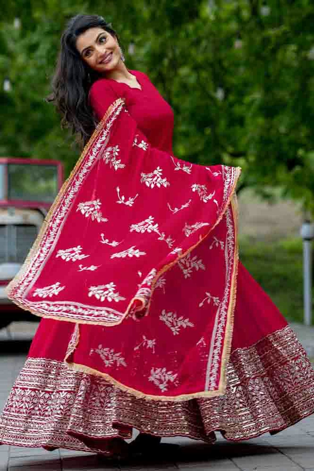 Pink Colour Faux Georgette Stitched Anarkali Suit VSSS1140935