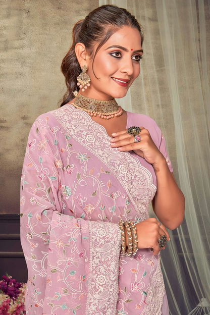 Pink Colour Georgette Designer Saree VSLC1121558